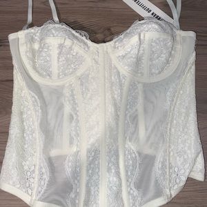 Urban Outfitters Cream Lace Bustier Top
